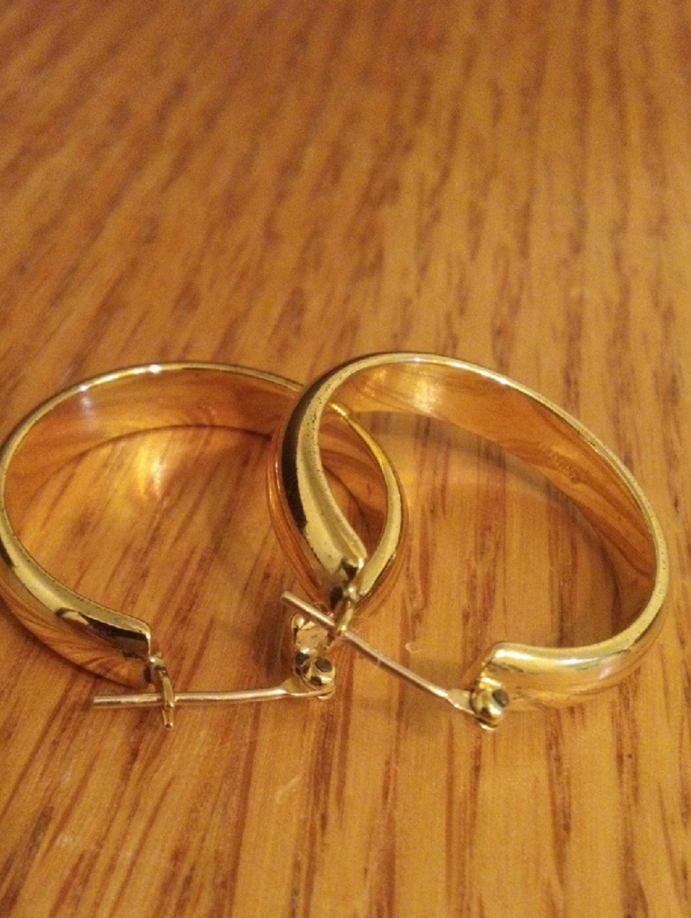 Gold Tone Hoop Earrings - Classic Lightweight Women's Hoops - Picture 3 of 4